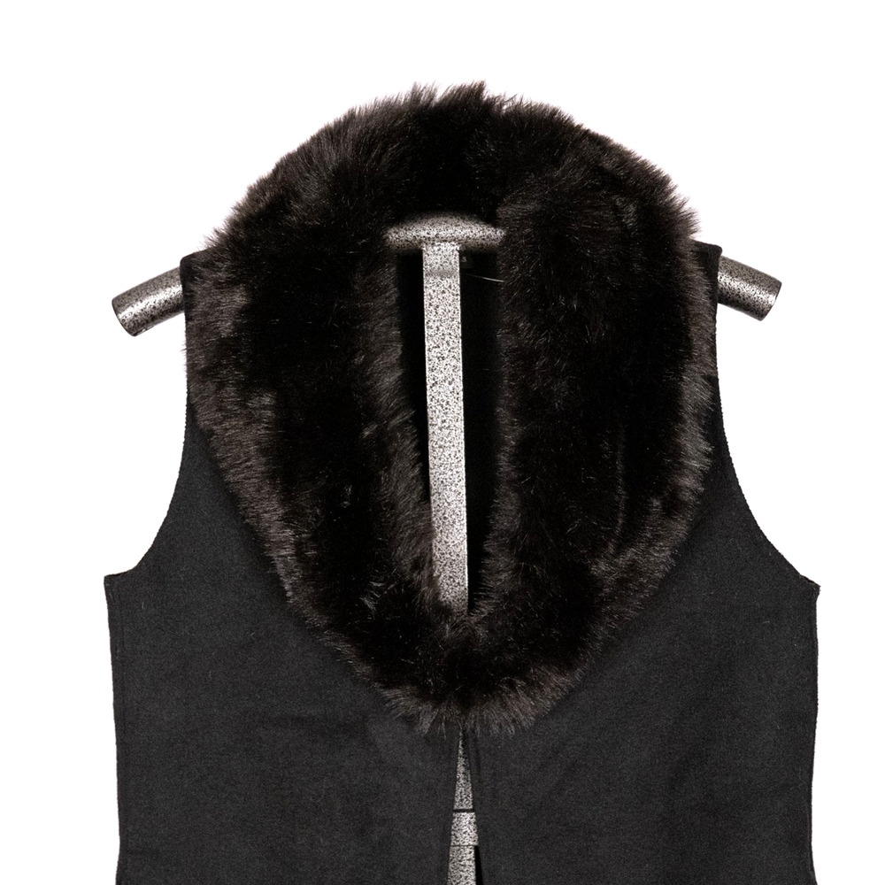 Talbots Wool Blend Sweater Vest SMALL Faux Fur Classic Preppy Capsule Minimalist - Picture 2 of 6